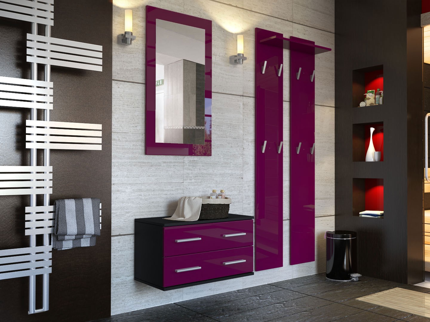 Meuble mural - miroir & vestiaire