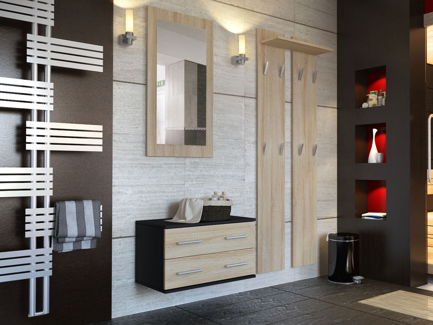 Meuble mural - miroir & vestiaire