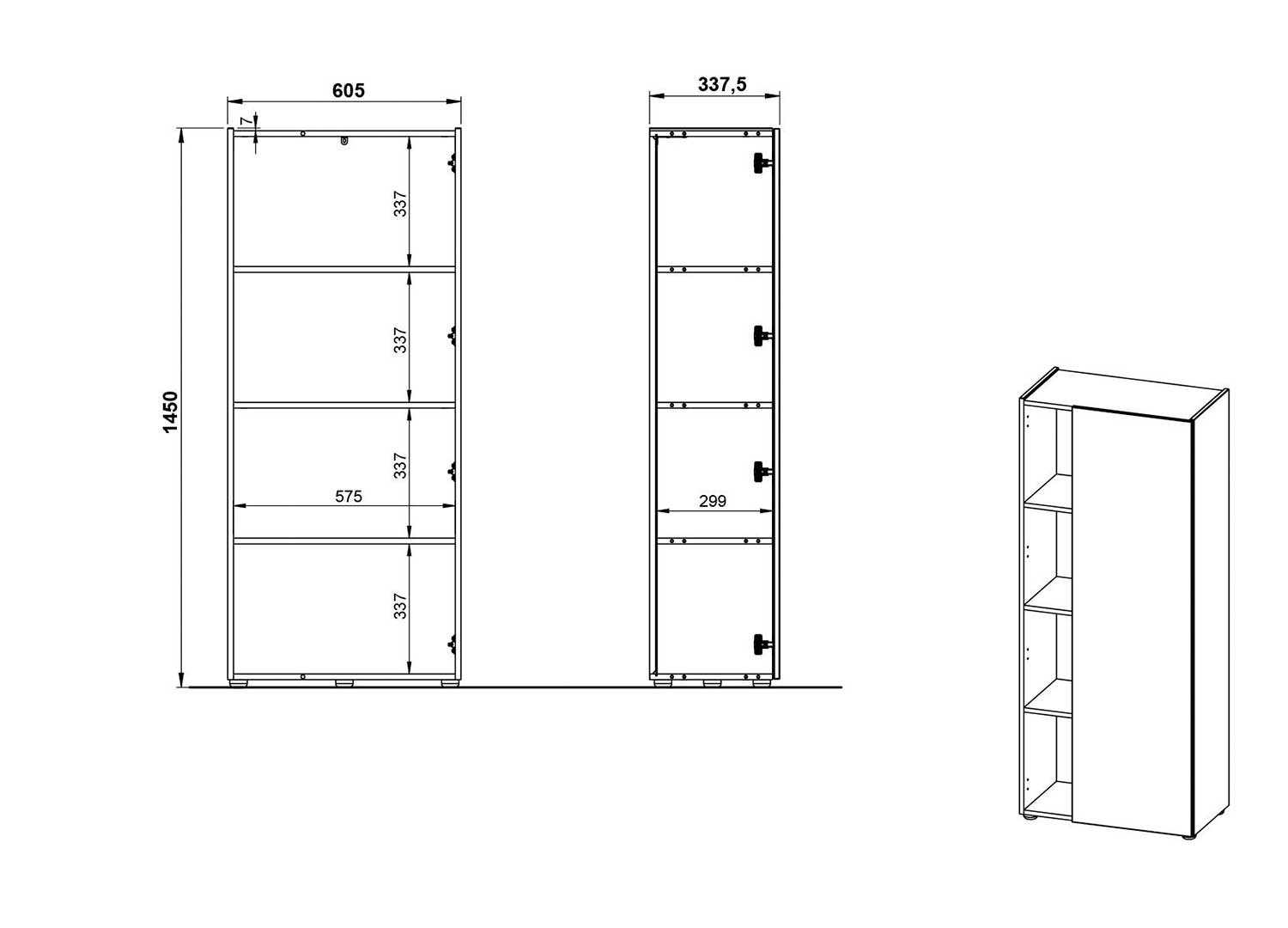 Meuble rangement 1 porte 145 cm Adrano