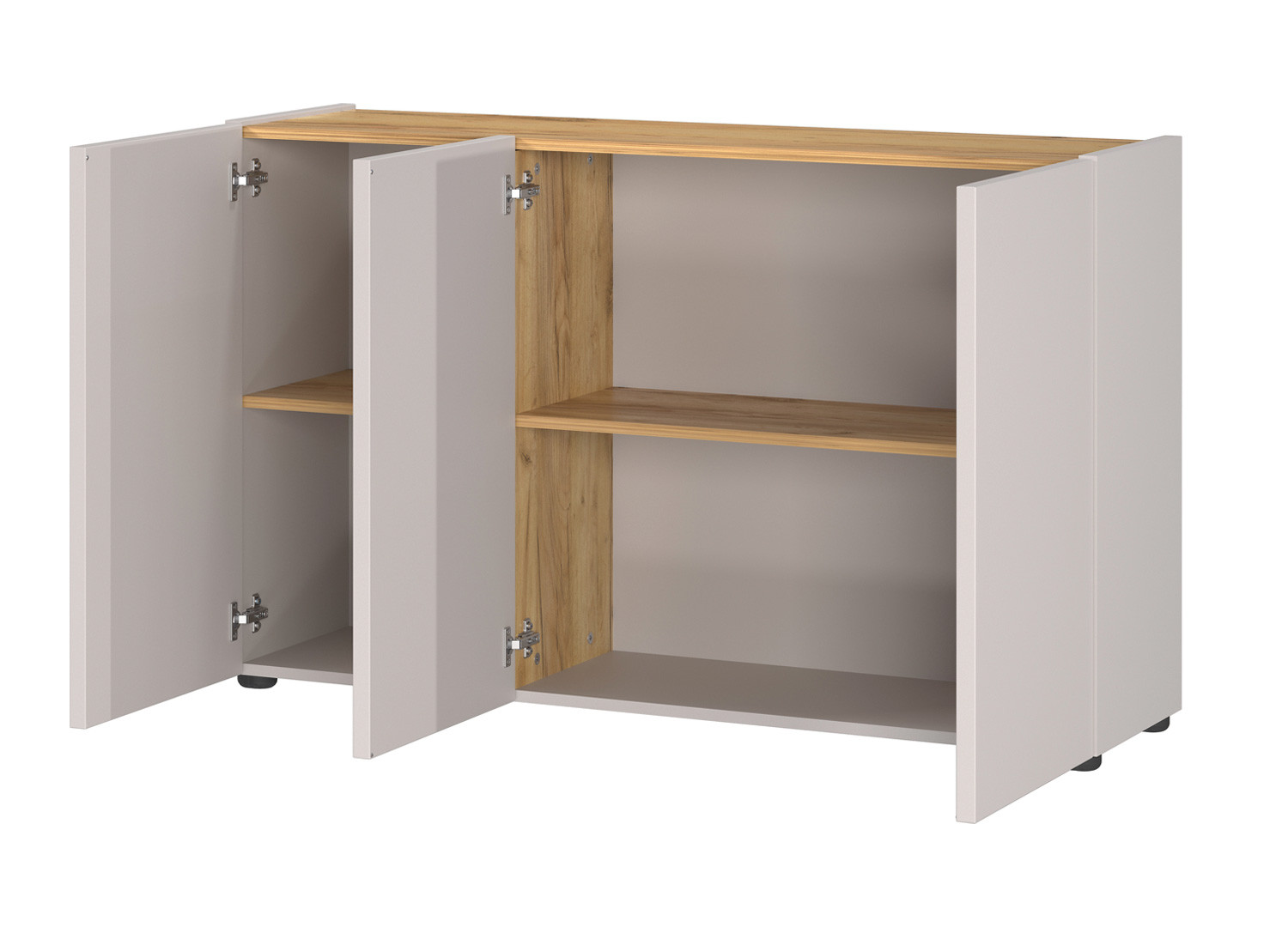 Meuble rangement bureau 3 portes chêne et cachemire Adrano