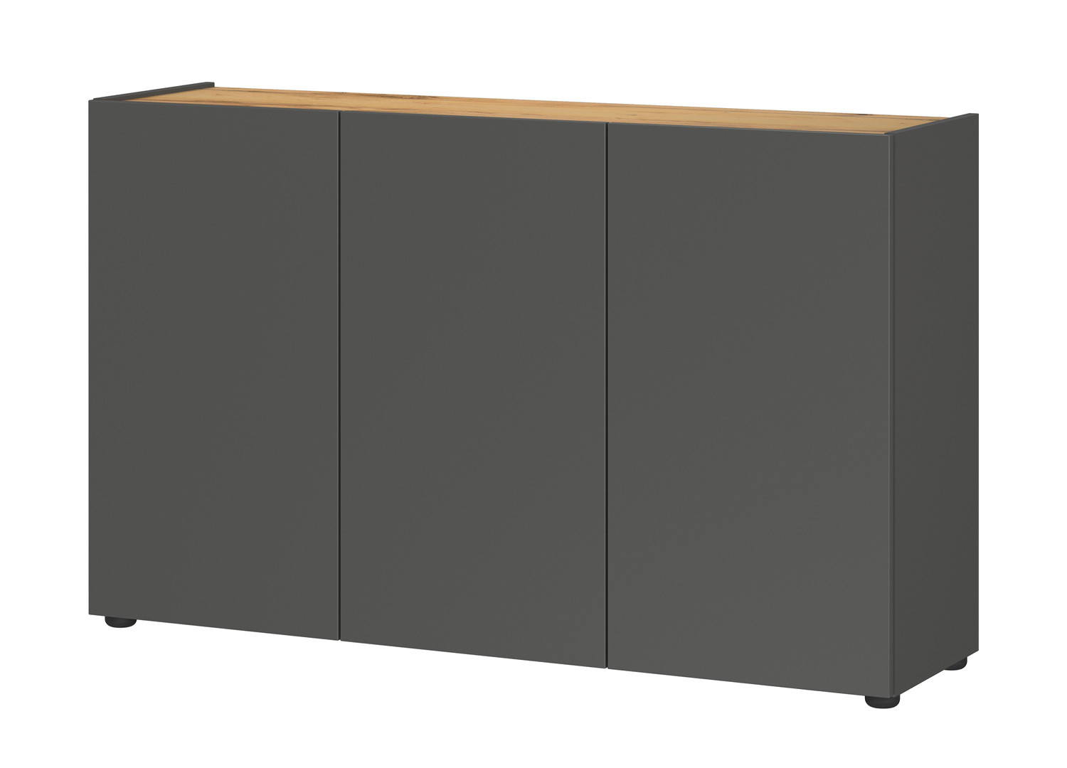 Meuble rangement bureau 3 portes chêne et graphite Adrano