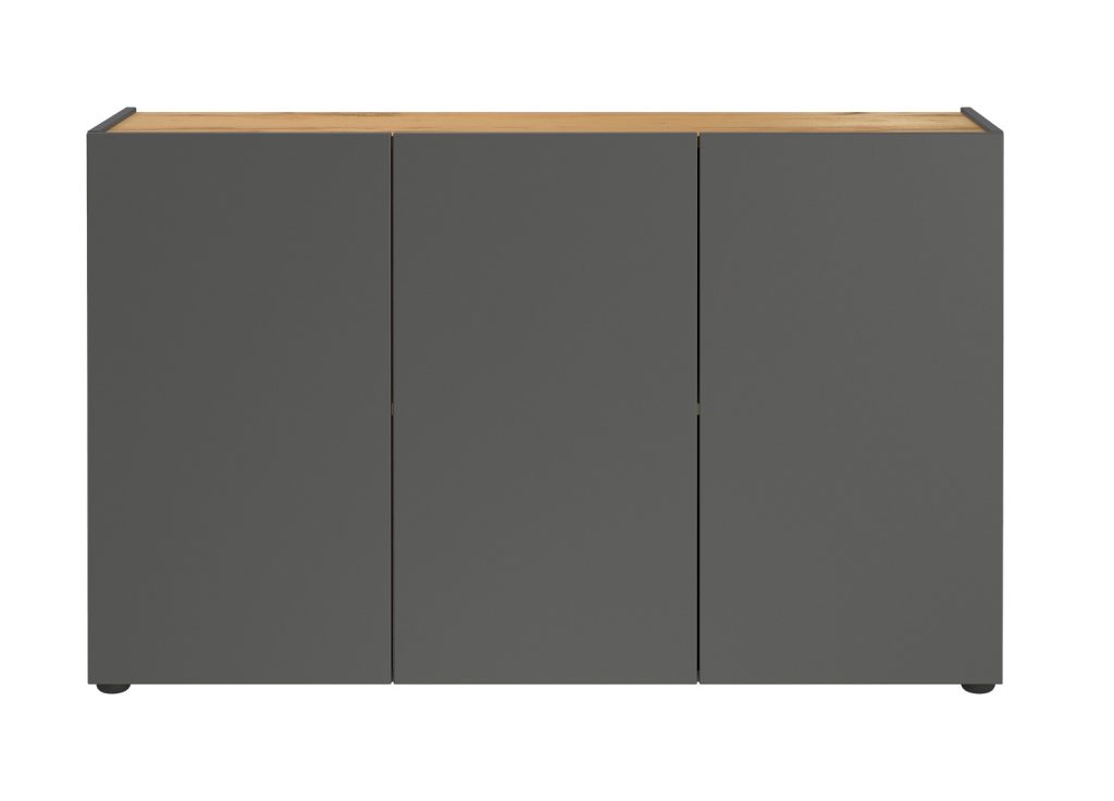 Meuble rangement bureau 3 portes chêne et graphite Adrano