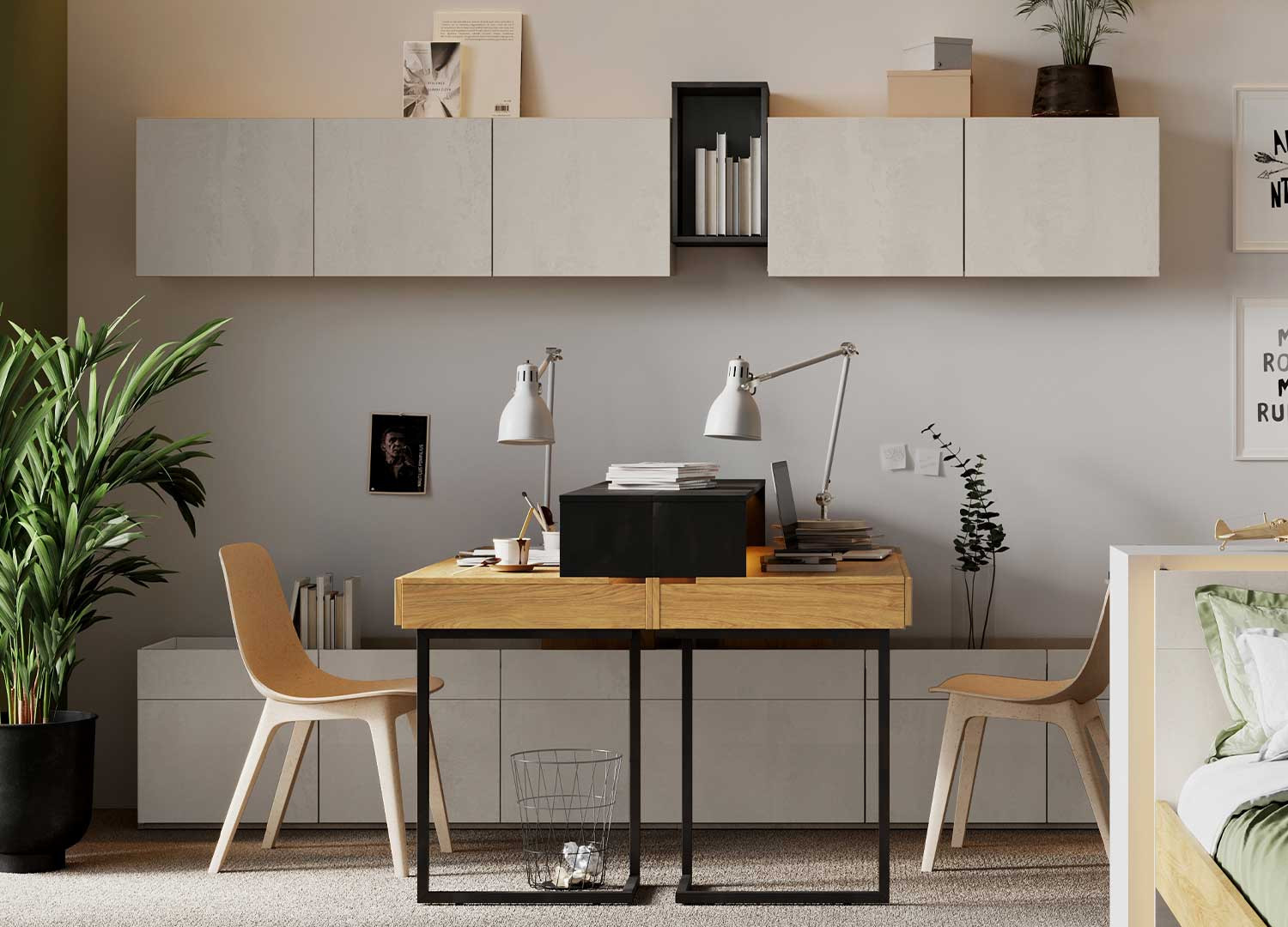 Meuble rangement de chambre pour deux adolescents