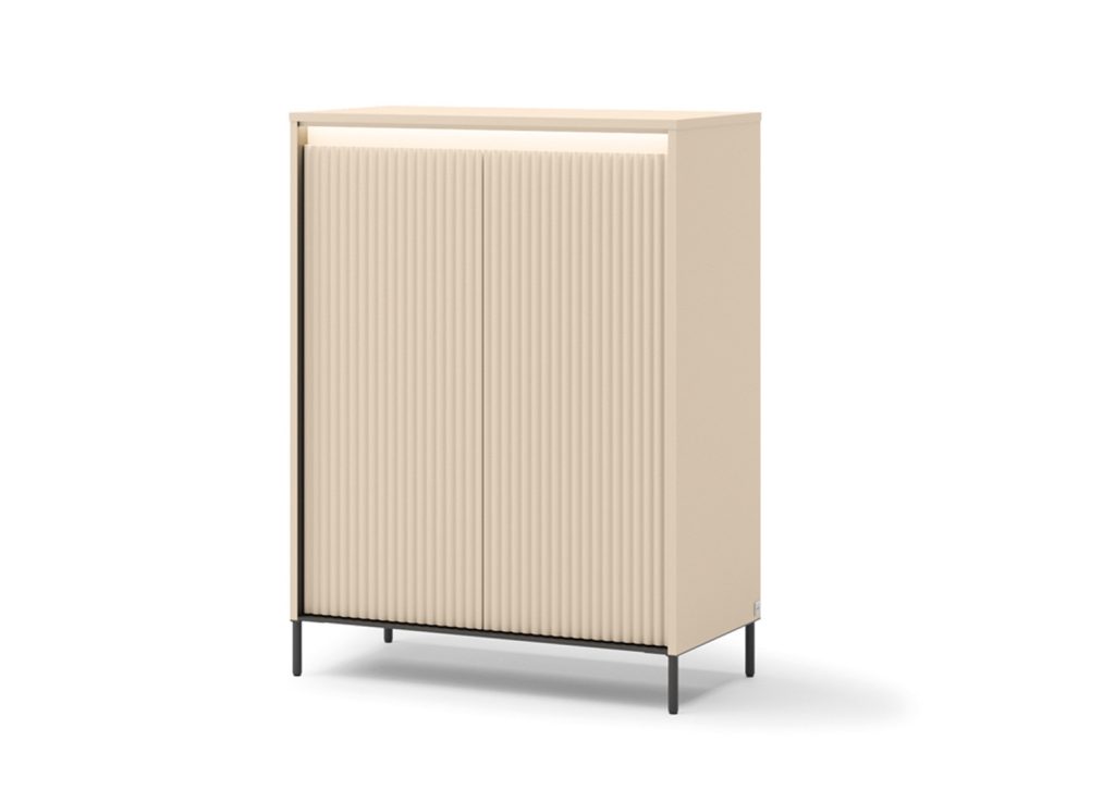 Meuble rangement entrée beige et métal noir Trend