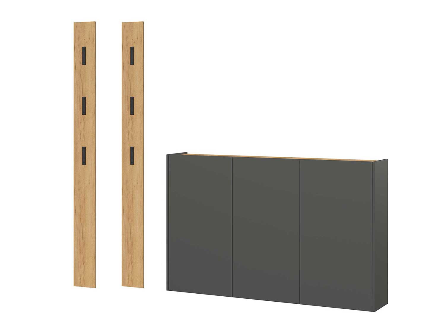 Meuble rangement entrée graphite et chêne Libbiano