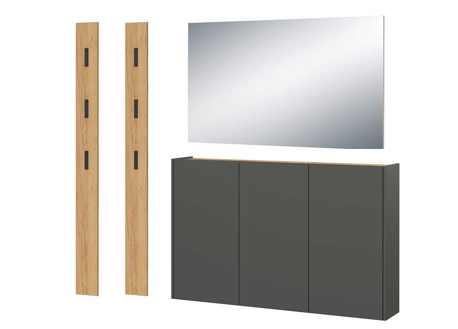 Meuble rangement entrée graphite et chêne Libbiano