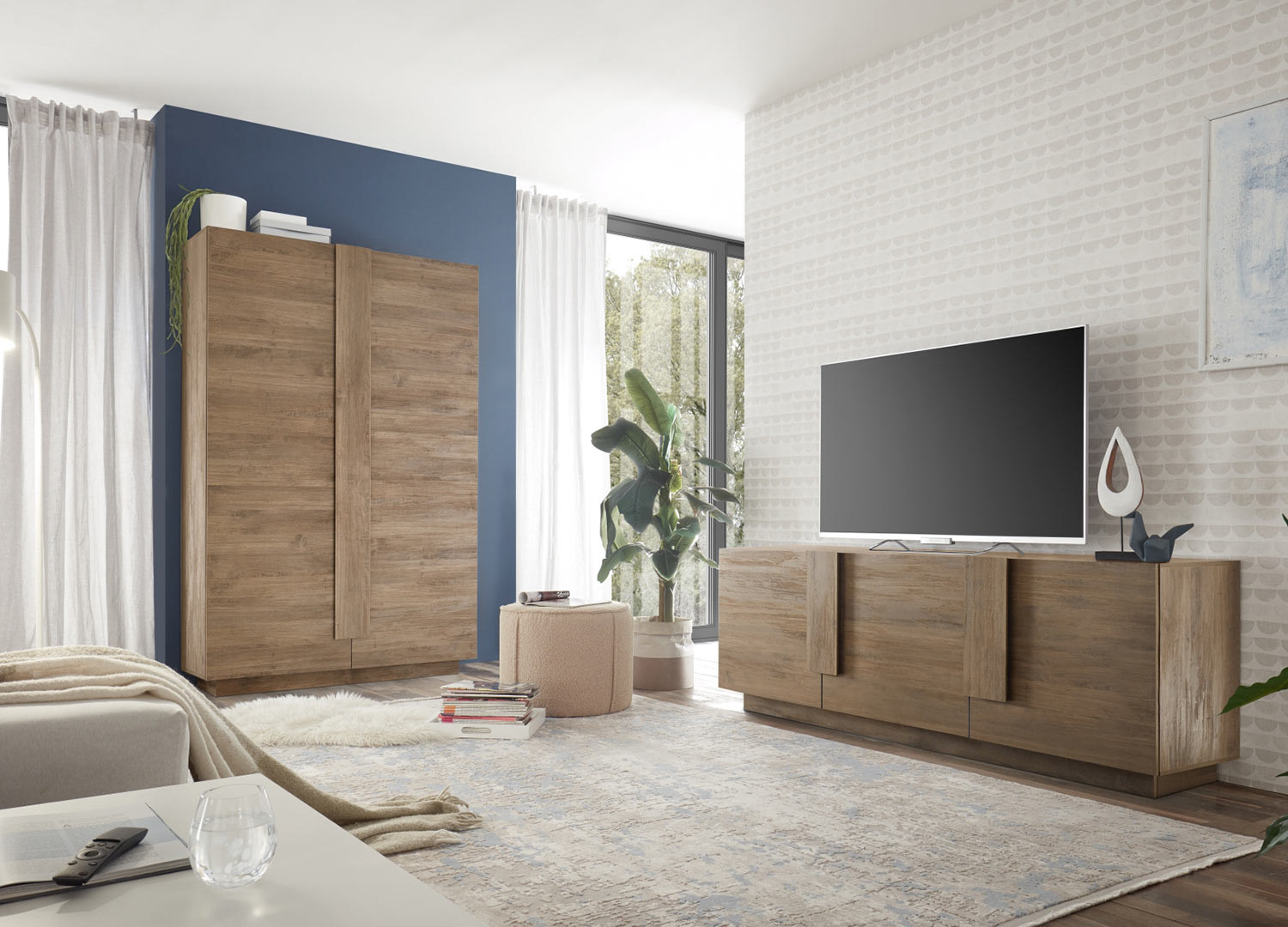 Meuble rangement haut 2 portes chêne 193 cm