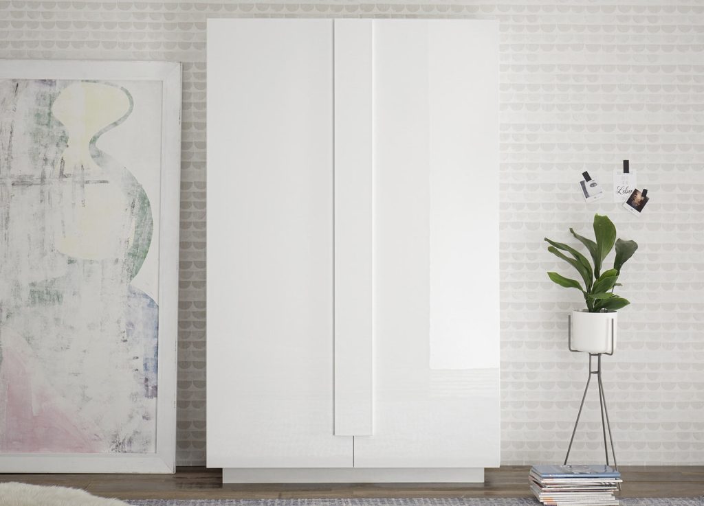 Meuble rangement haut 2 portes laqué blanc 193 cm