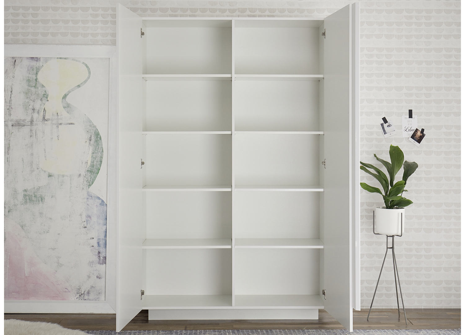 Meuble rangement haut 2 portes laqué blanc 193 cm