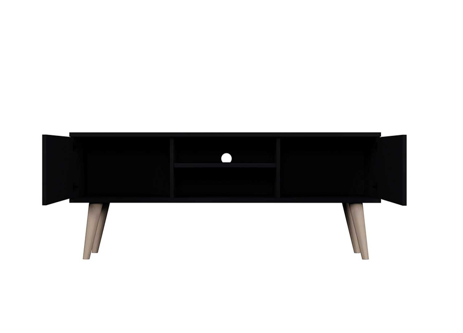 Meuble télé 120 cm 2 portes et 2 niches noir