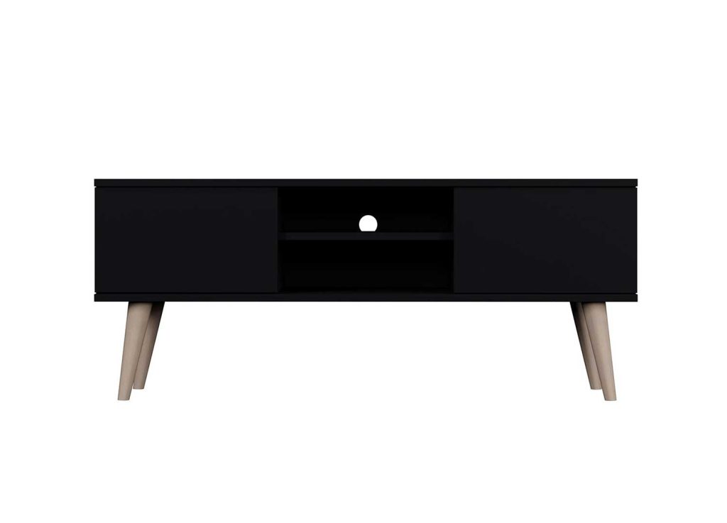 Meuble télé 120 cm 2 portes et 2 niches noir