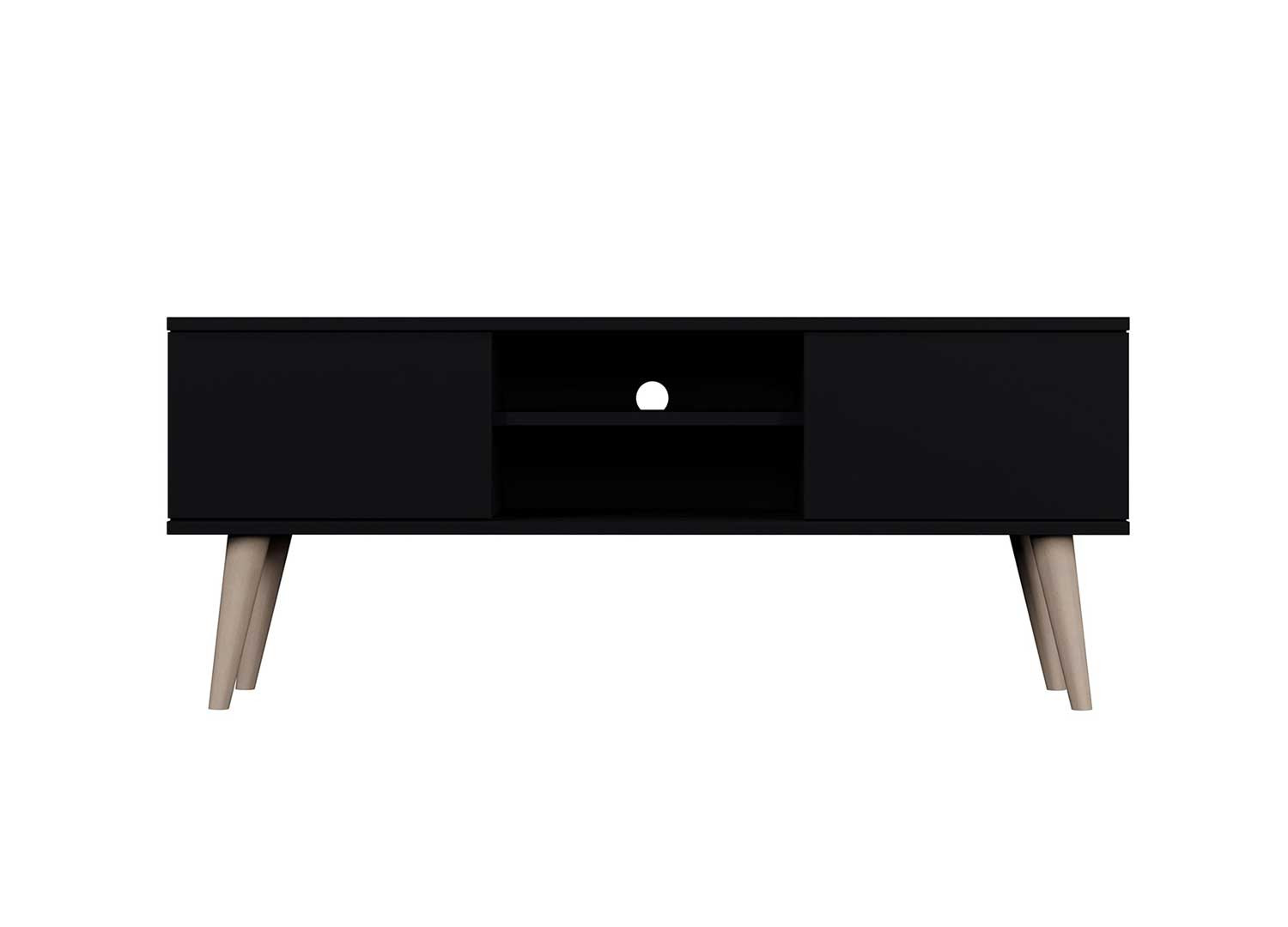 Meuble télé 120 cm 2 portes et 2 niches noir