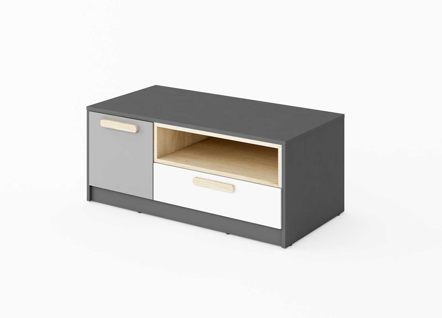 Meuble télé chambre enfant gris et blanc