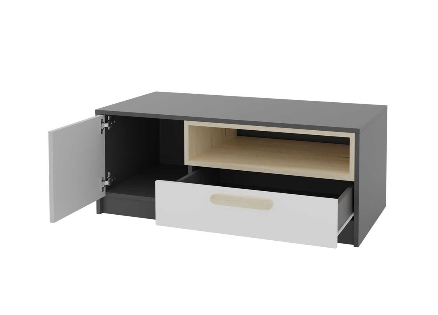 Meuble télé chambre enfant gris et blanc