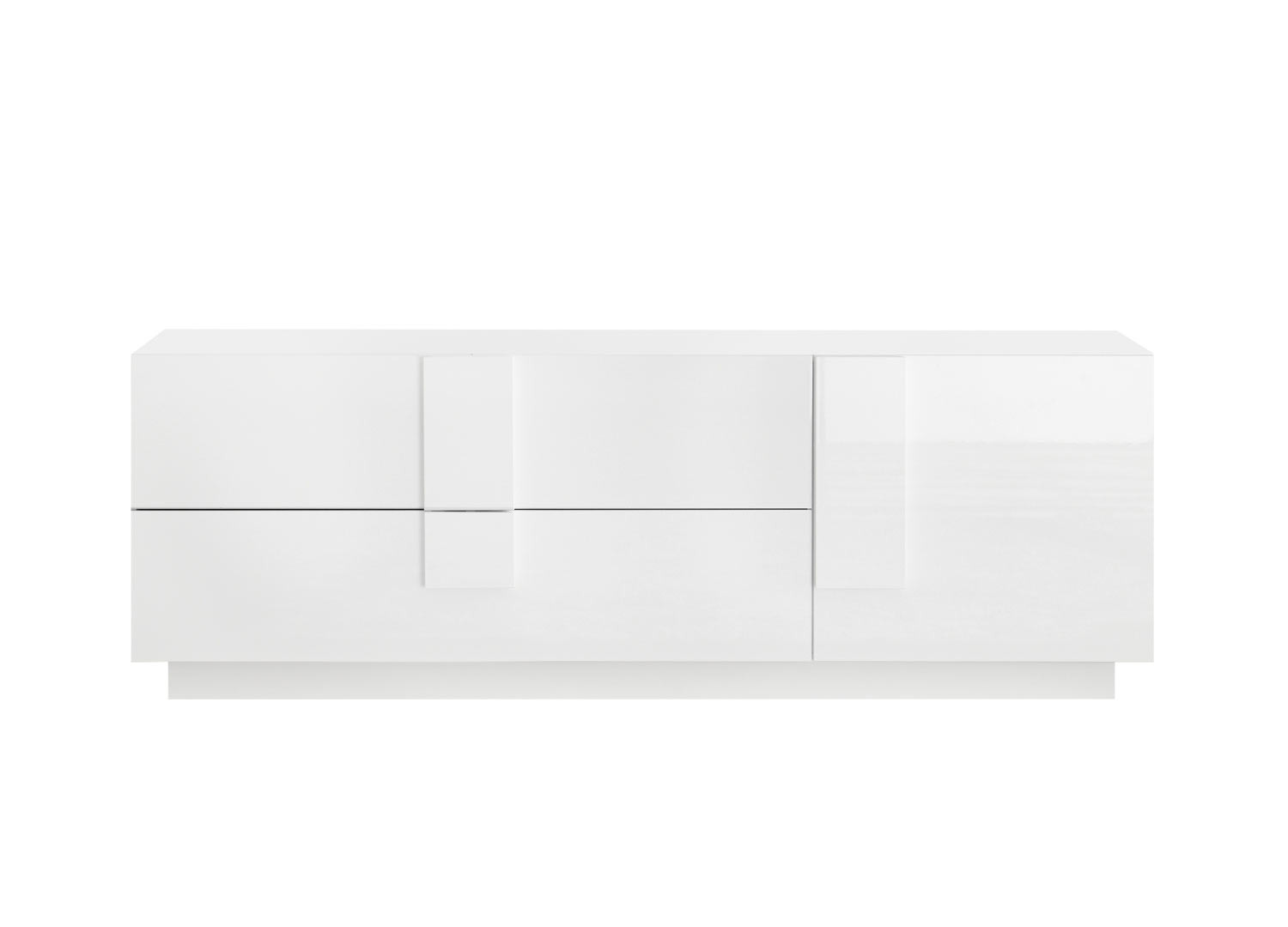 Meuble télé design 1 porte et 2 tiroirs blanc laqué 181 cm