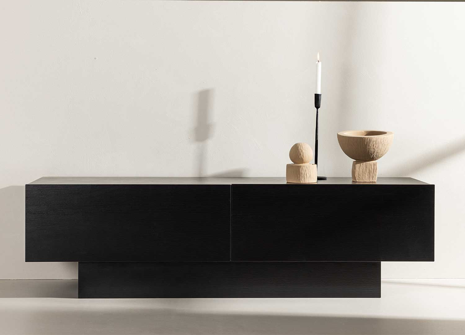 Meuble télé design noir 2 portes 160 cm
