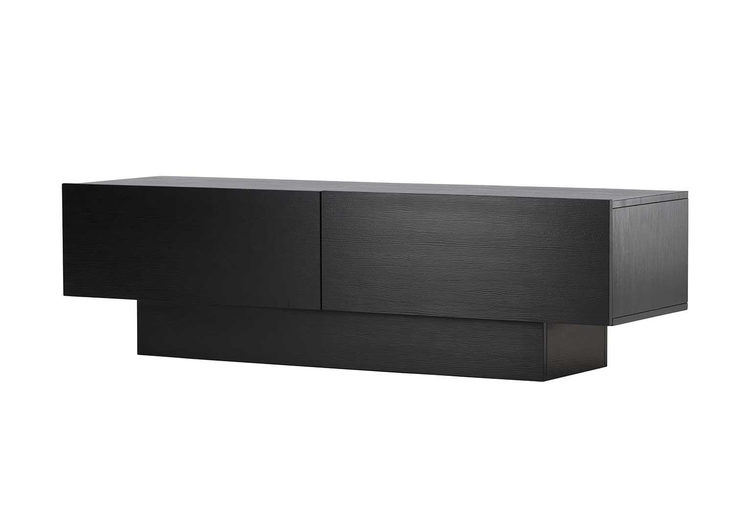 Meuble télé design noir 2 portes 160 cm