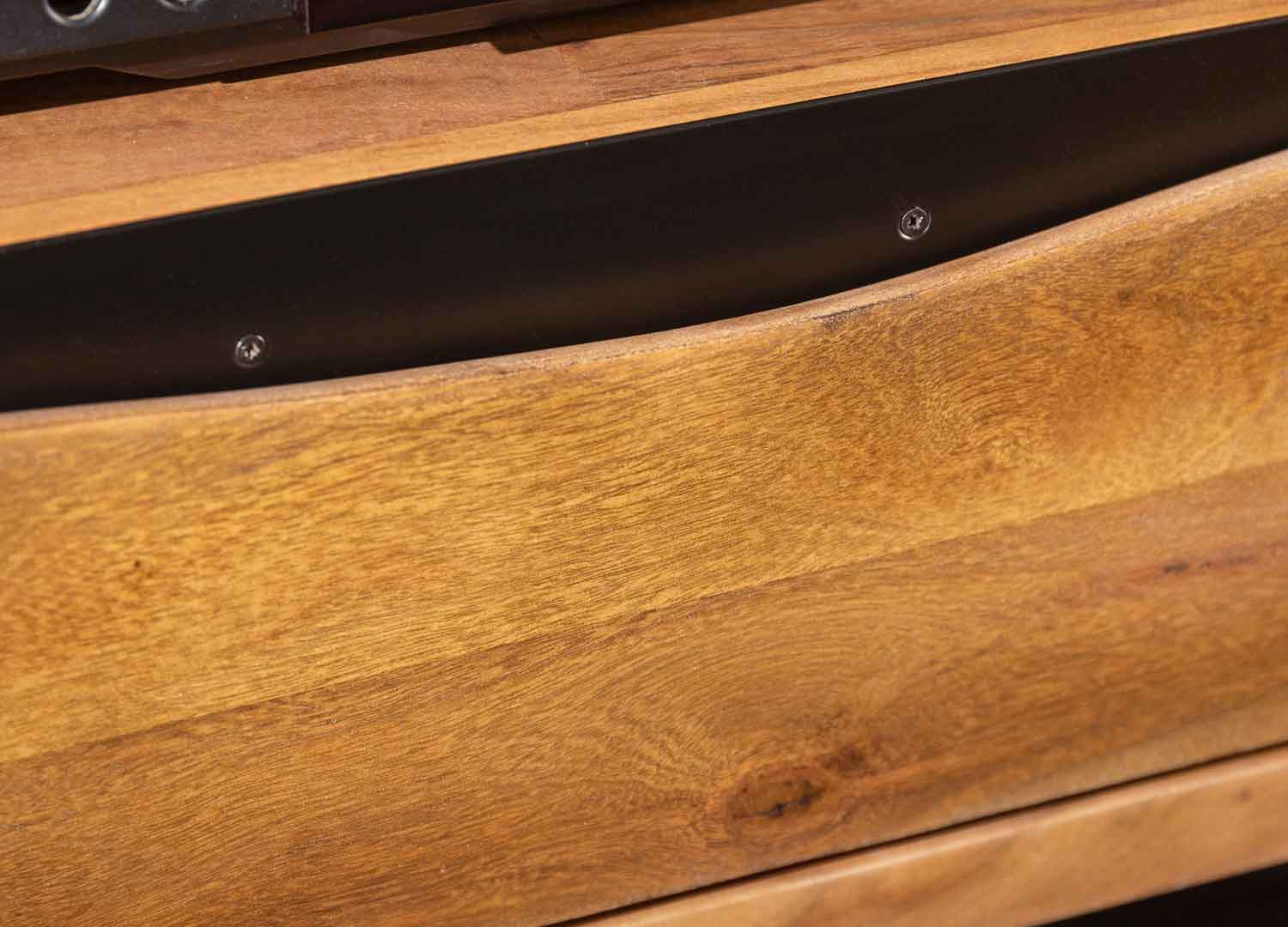 Meuble télé en bois d'acacia miel et métal noir