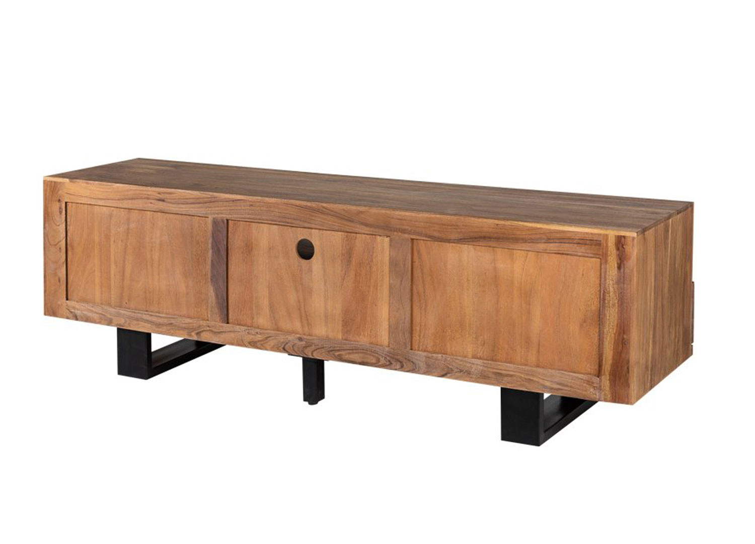 Meuble télé en bois d'acacia miel et métal noir