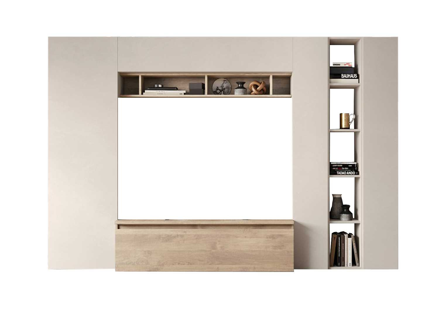 Meuble télé mural cashmere et chêne cadiz Eloa