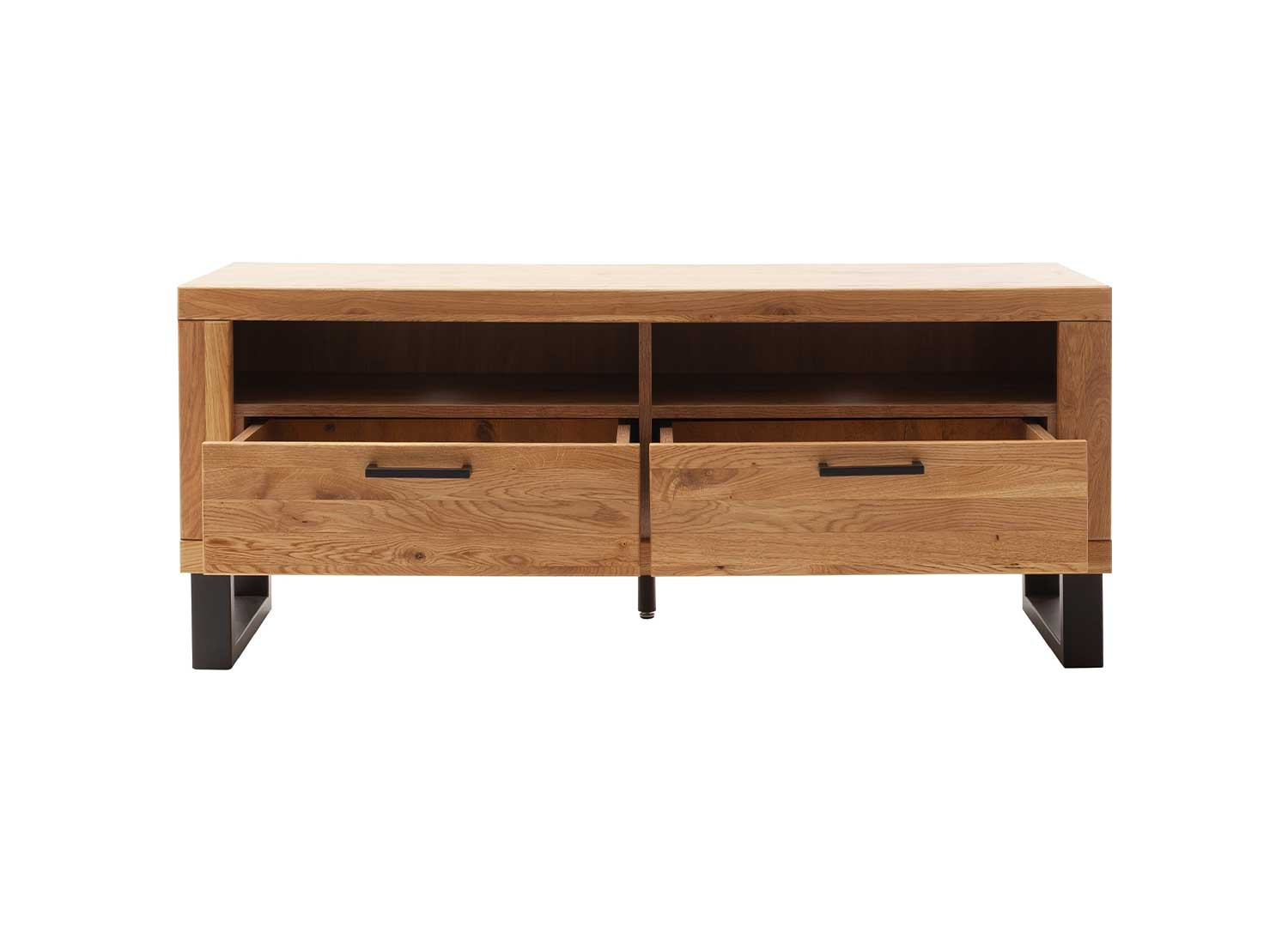 Meuble TV 2 niches et 2 tiroirs en bois chêne sauvage Jambo