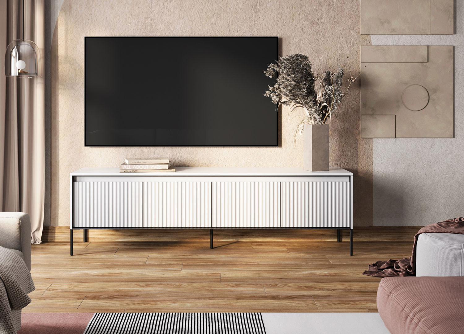 Meuble TV 4 portes blanc 167 cm Trend