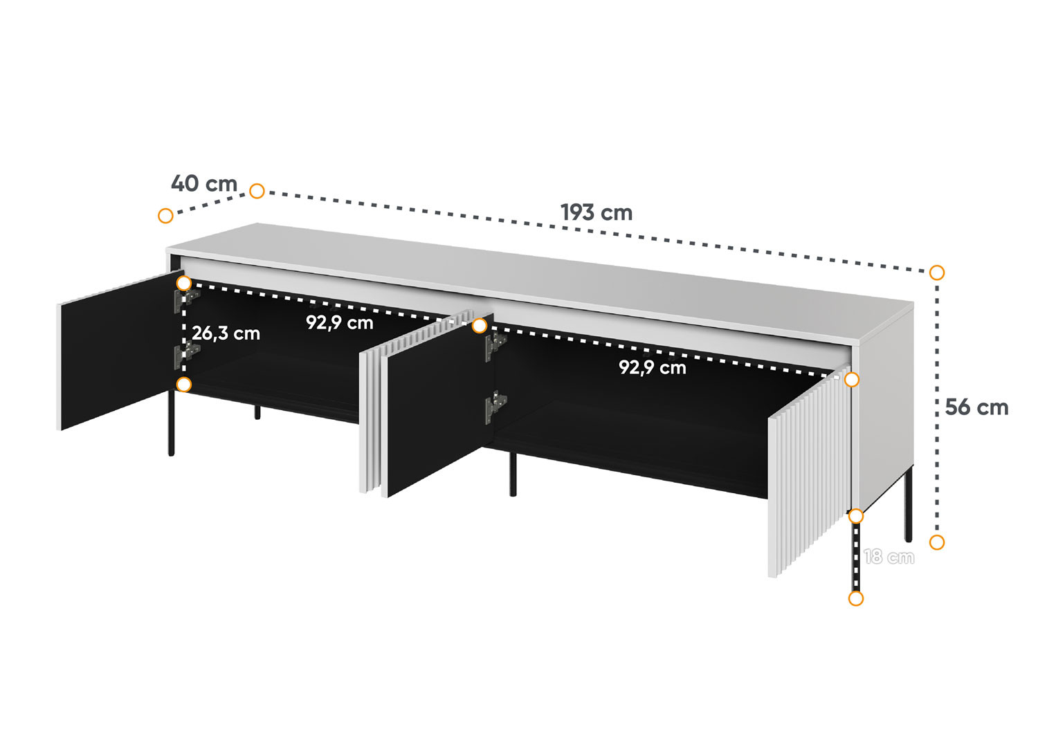 Meuble TV 4 portes blanc 193 cm Trend
