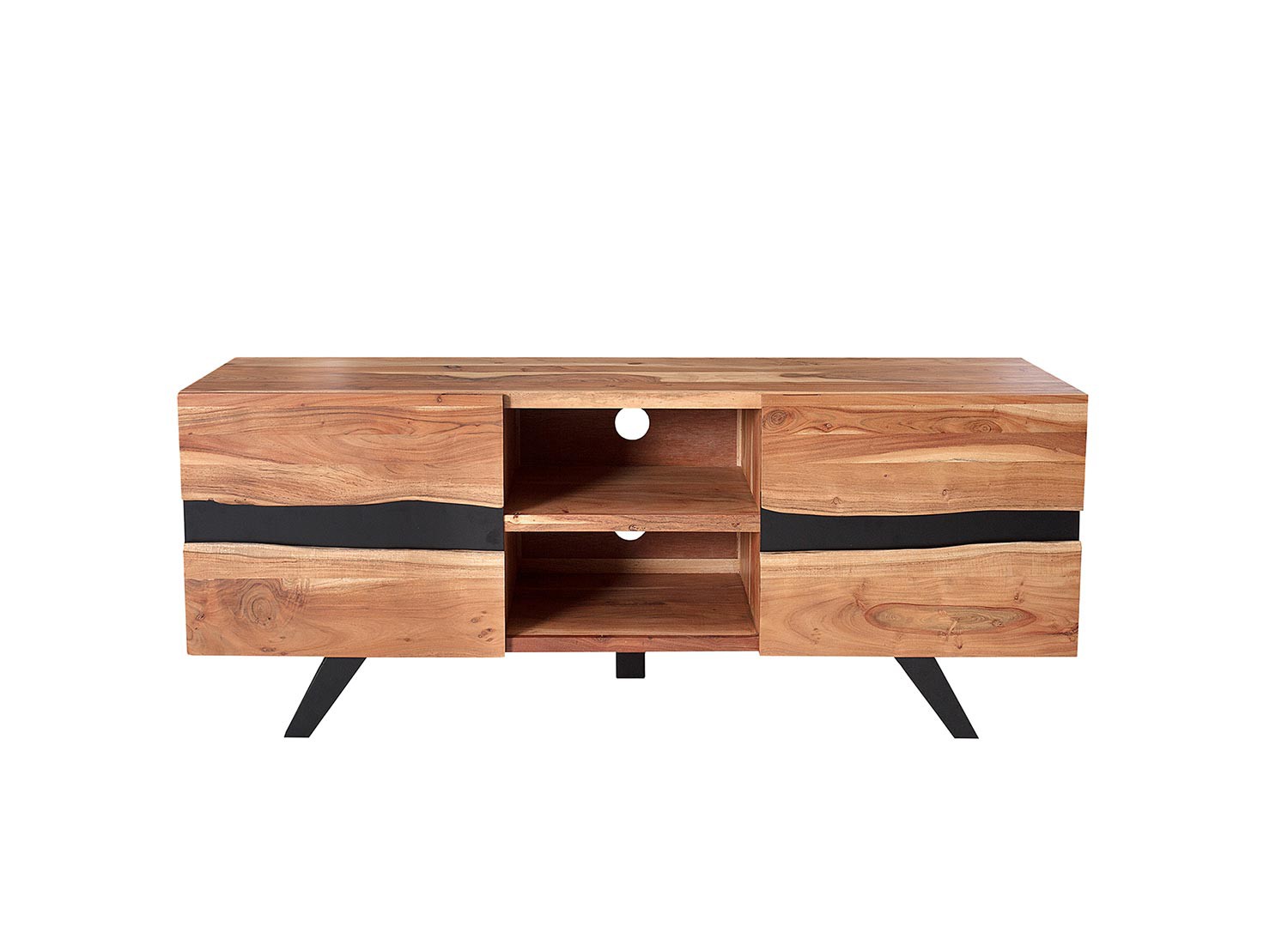 Meuble TV acacia massif et métal 160 cm