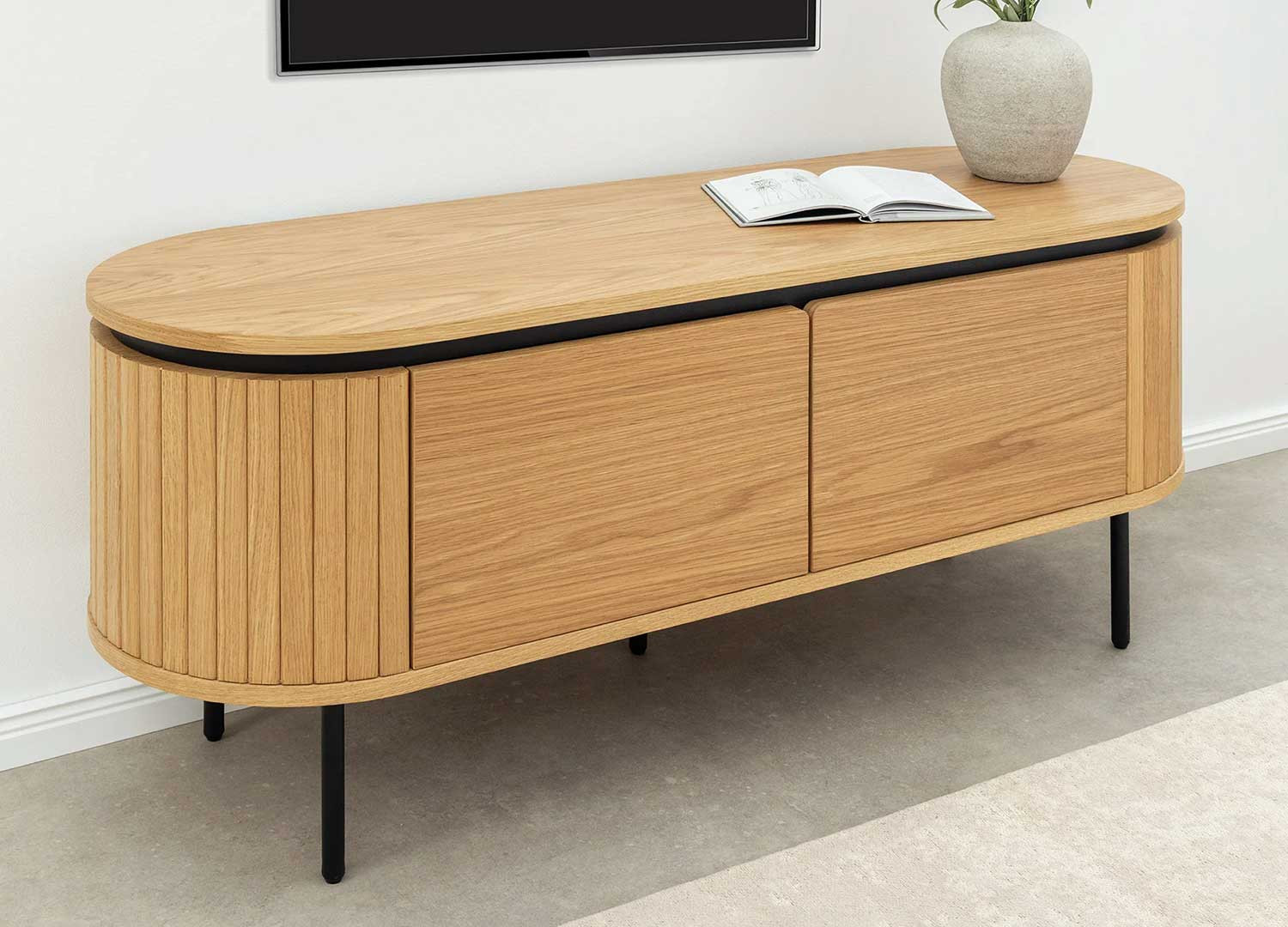 Meuble TV arrondi couleur naturelle Lili
