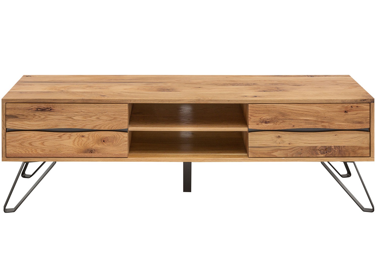 Meuble tv en bois massif et pied métal 160 cm