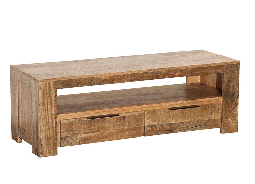 Meuble tv bois massif moderne 130 cm