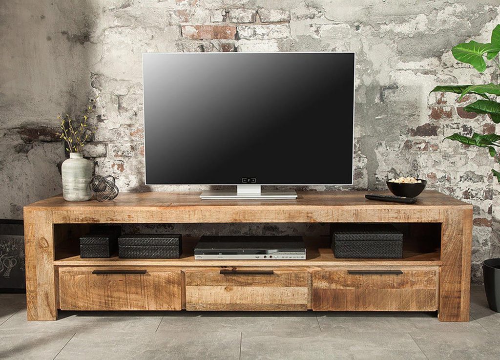 Meuble tv bois massif moderne 170 cm