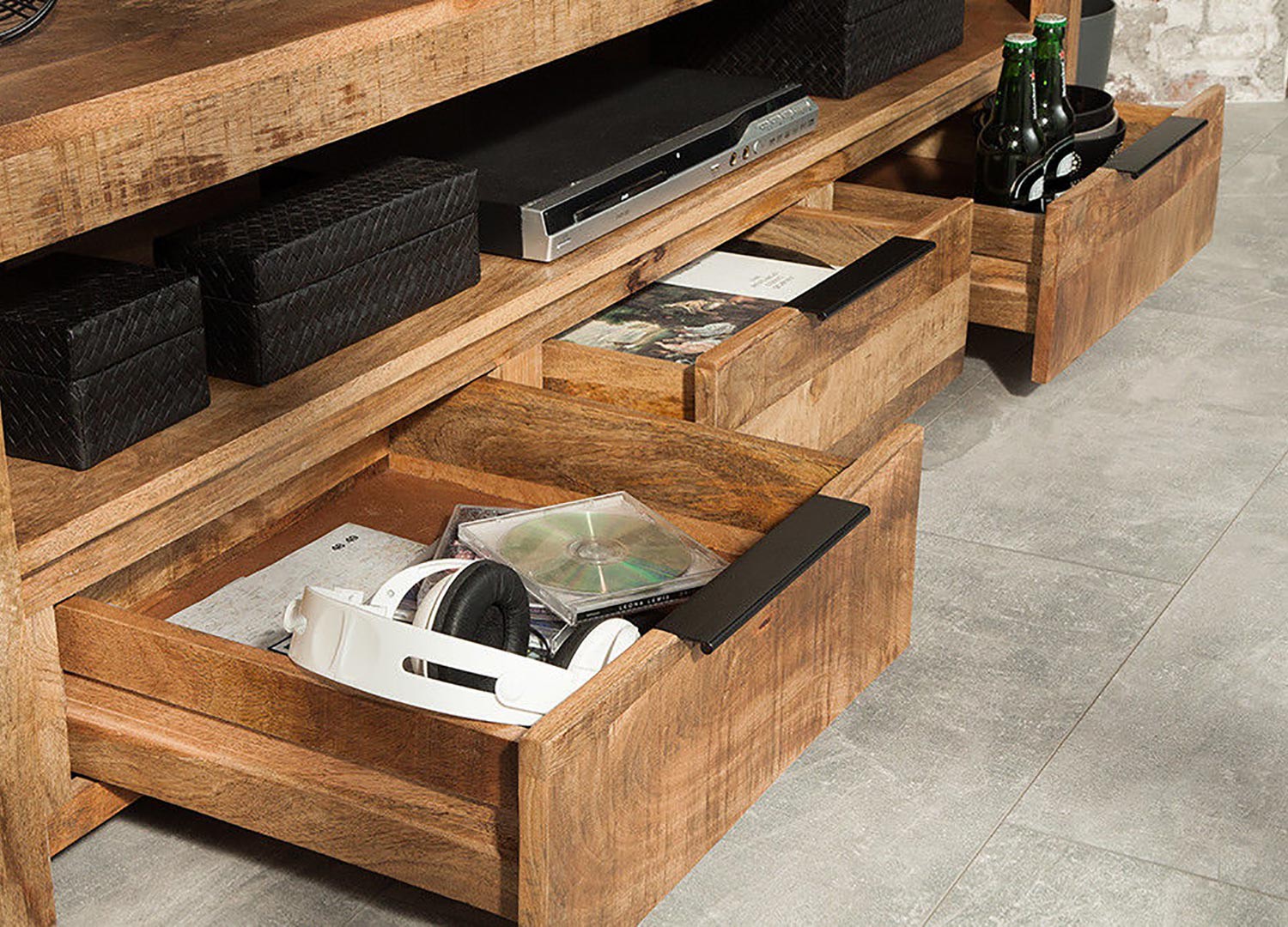 Meuble tv bois massif moderne 170 cm