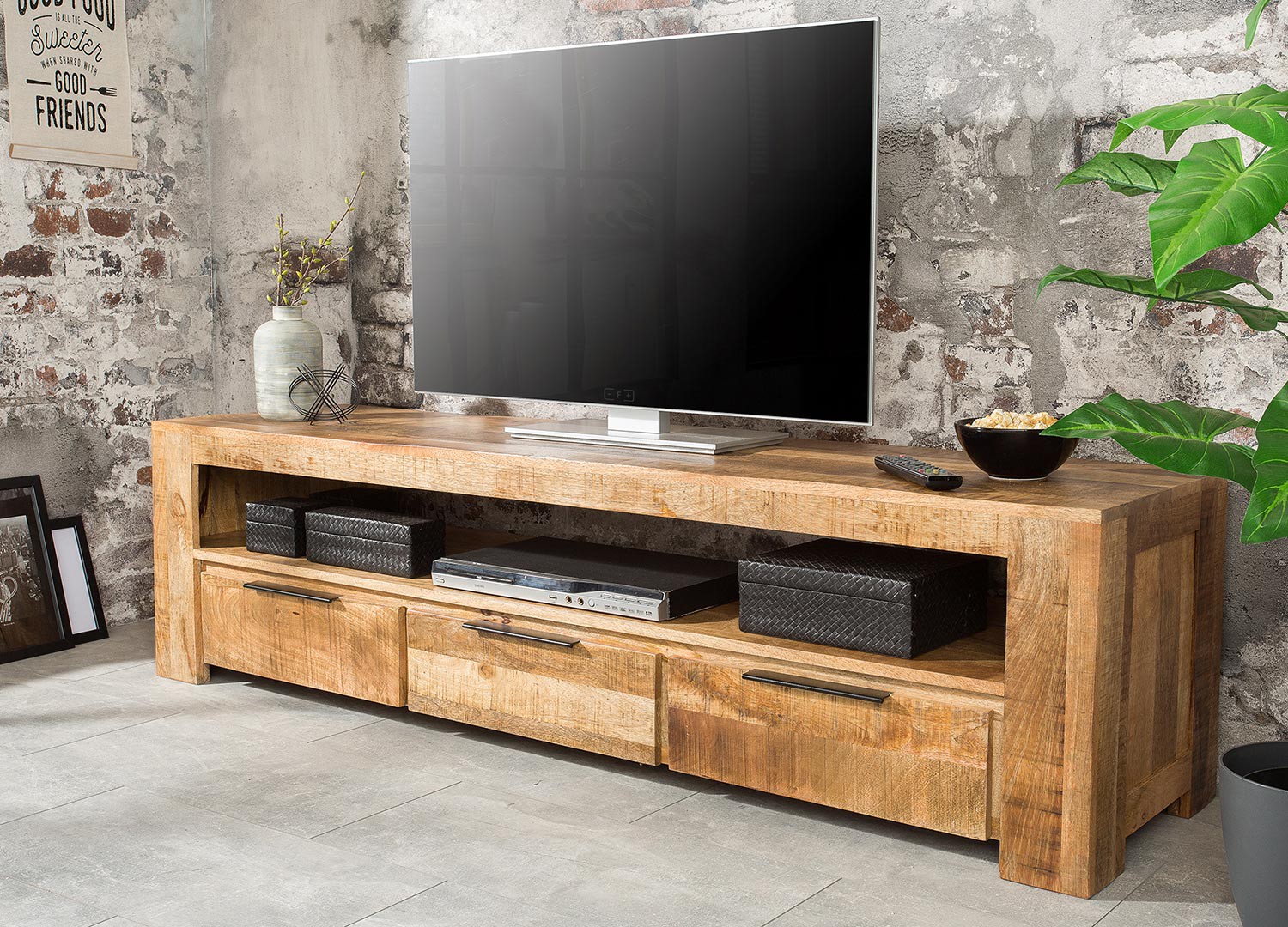 Meuble tv bois massif moderne 170 cm