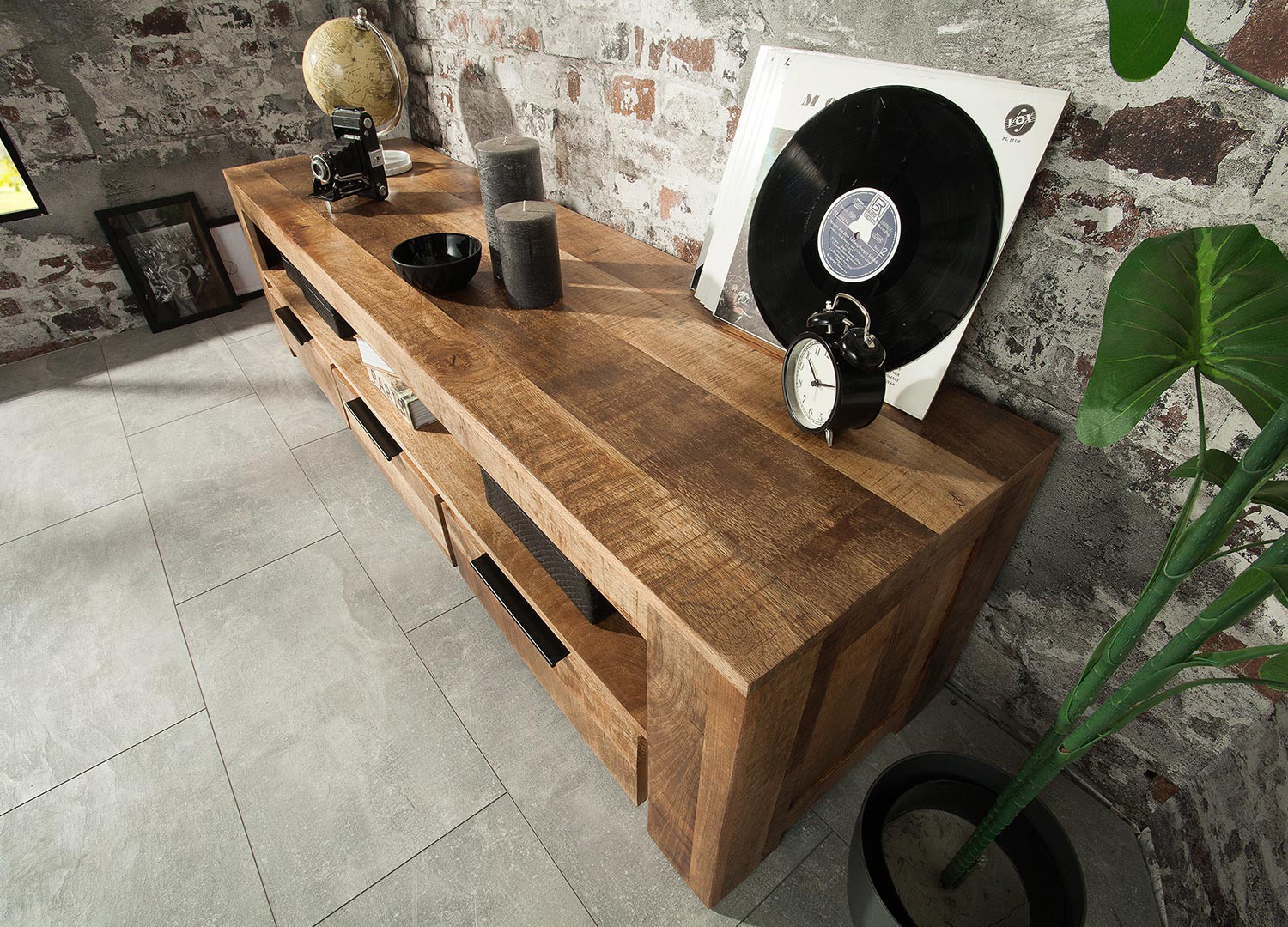 Meuble tv bois massif moderne 170 cm
