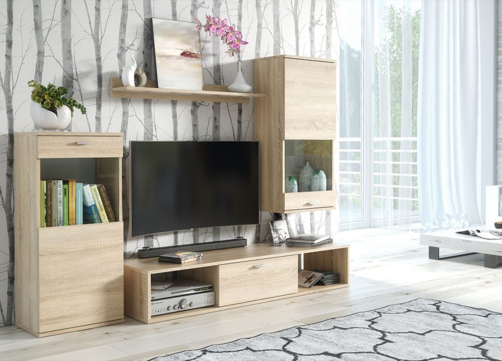 Meuble tv chêne clair 1m80 pas cher