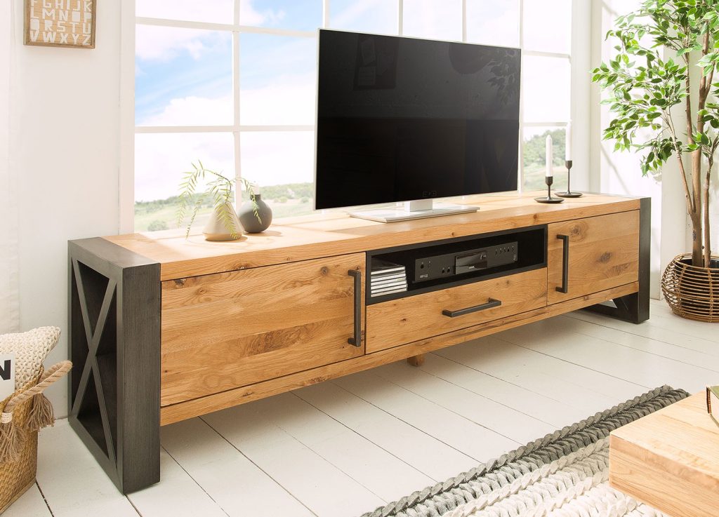 Meuble tv chêne sauvage huilé 200 cm