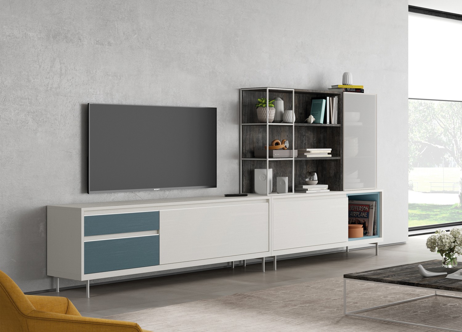 Meuble tv contemporain avec rangements