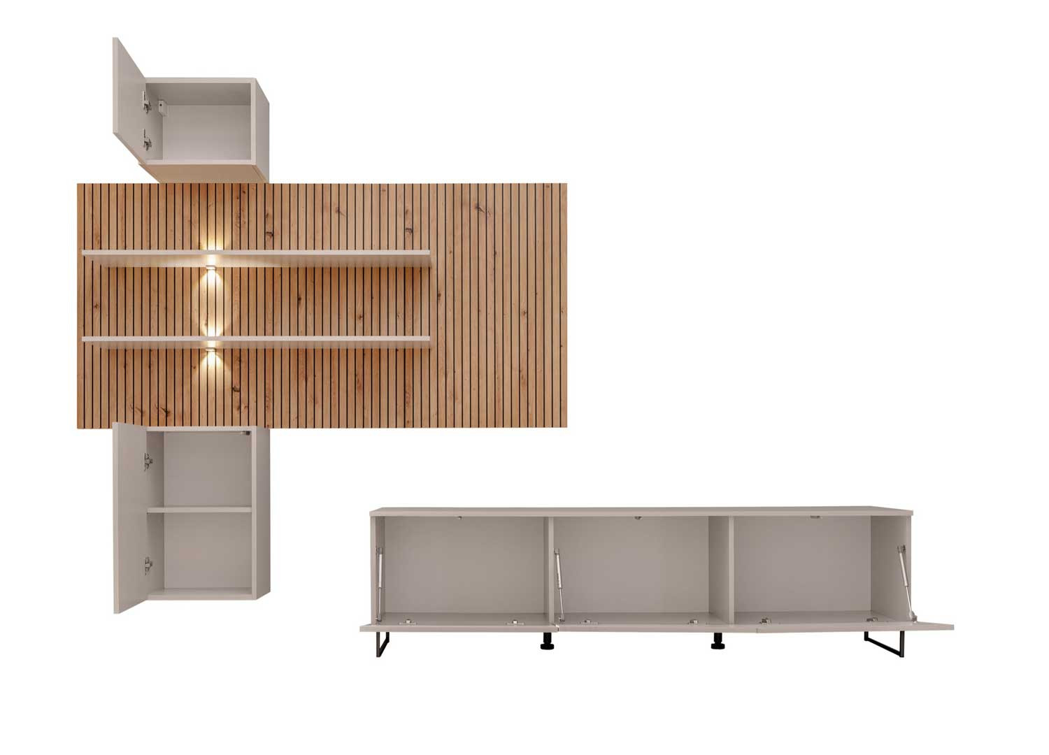 Meuble tv de salon moderne cachemire et chêne Gusto