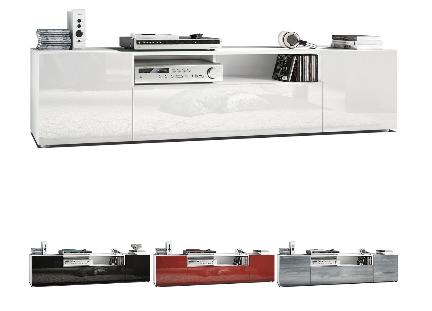 Meuble TV design 181 cm 3 portes et 1 niche