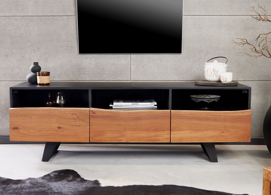 Meuble TV design 2 portes, 1 tiroir et 3 compartiments