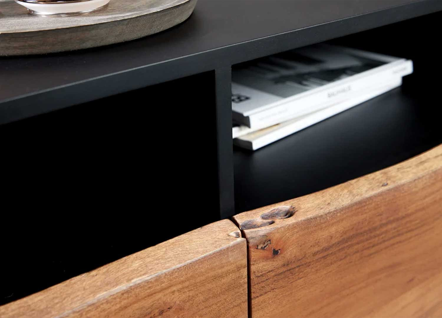 Meuble TV design 2 portes, 1 tiroir et 3 compartiments