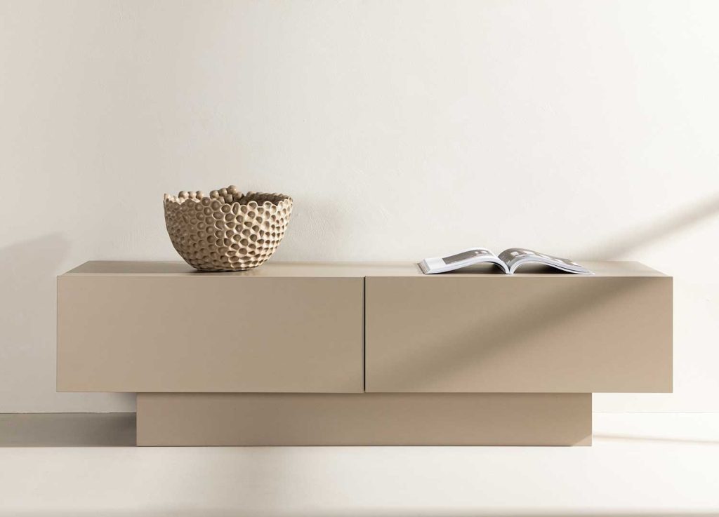 Meuble tv design beige 2 portes 160 cm