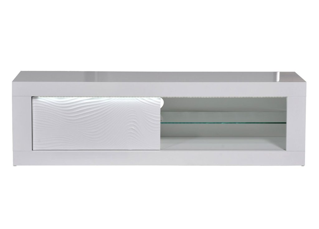 Meuble tv design blanc laqué à led