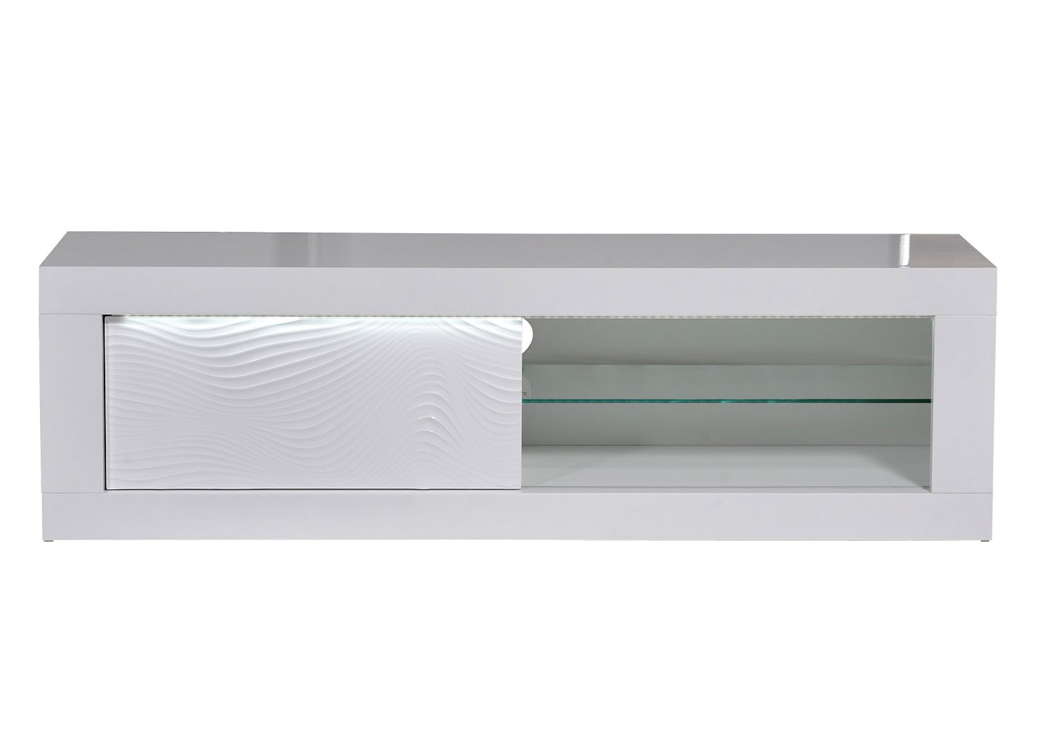 Meuble tv design blanc laqué à led