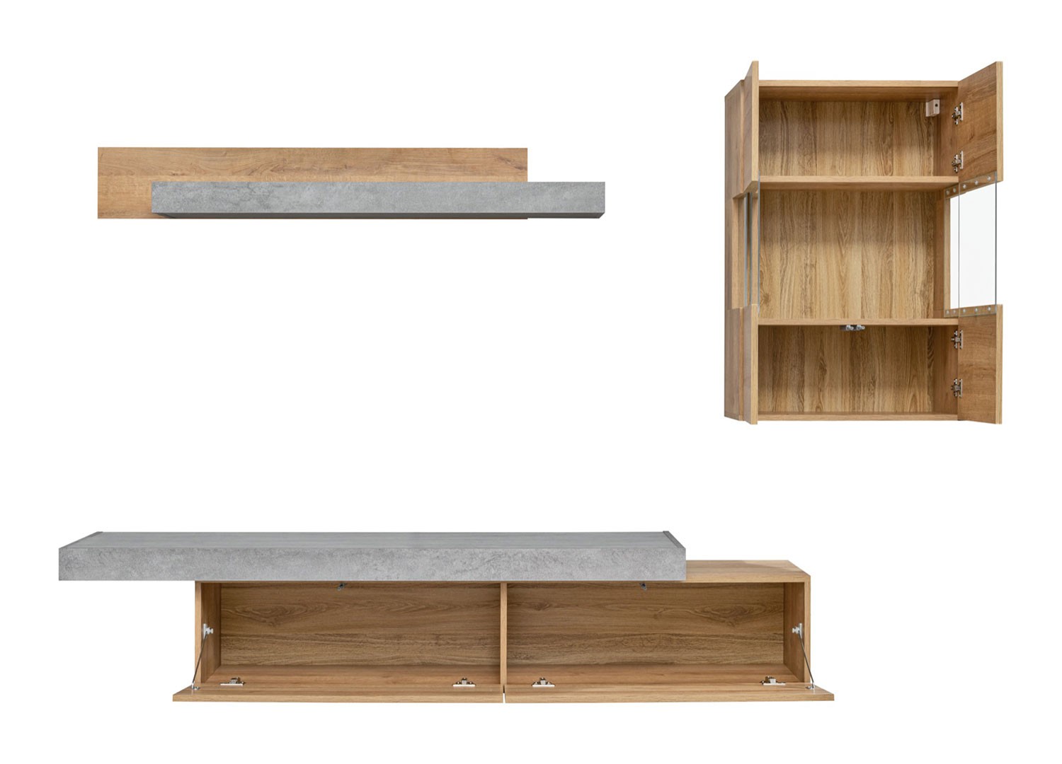 Meuble tv design bois et béton 2m50