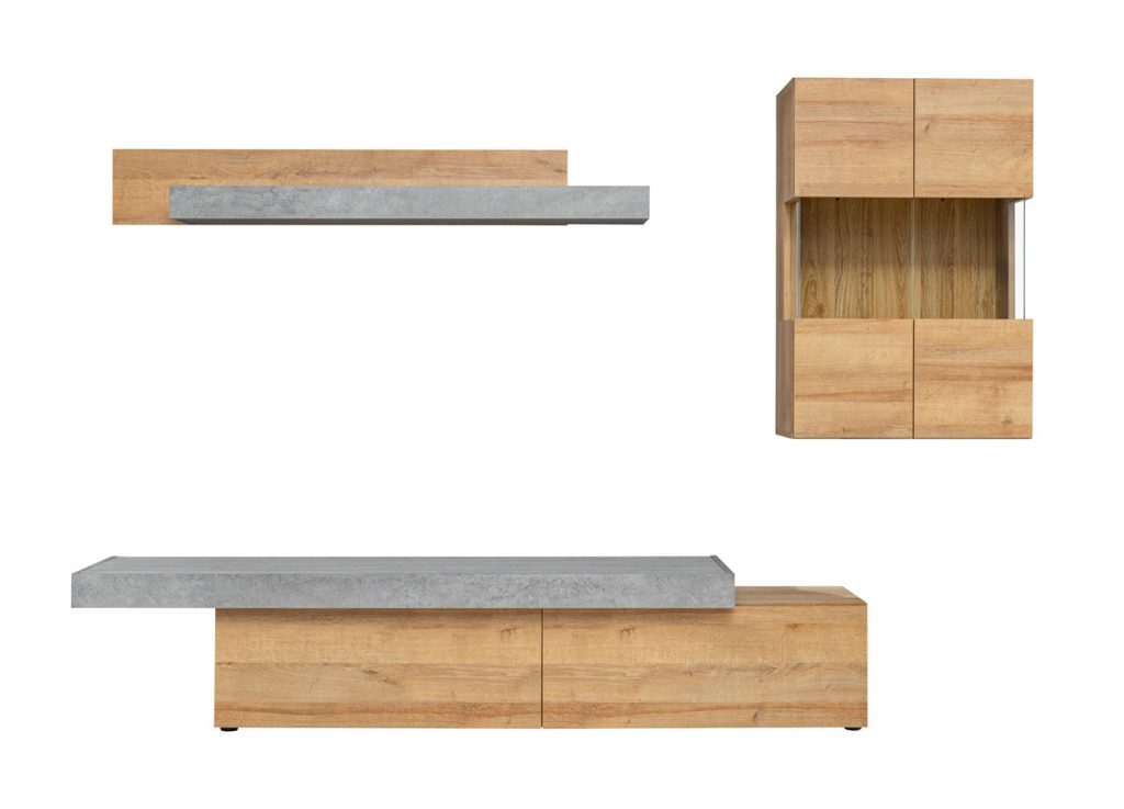 Meuble tv design bois et béton 2m50