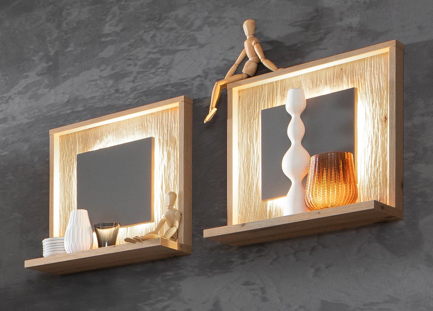 Meuble TV design gris et chêne poutre