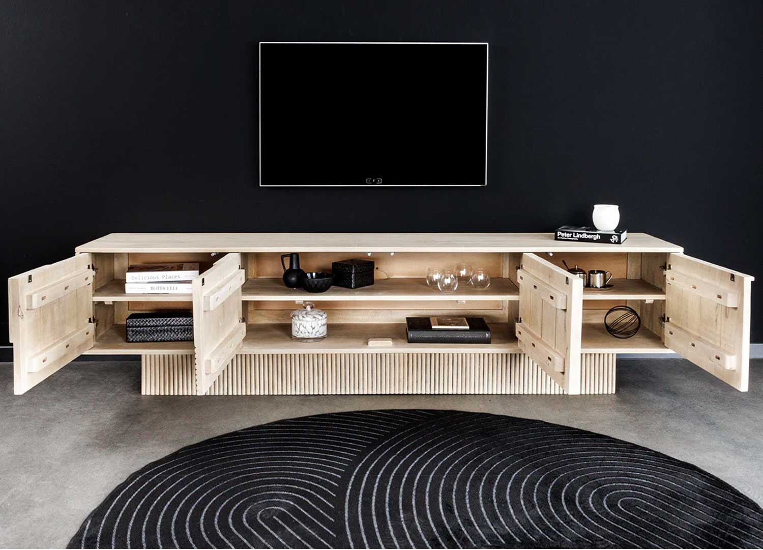 Meuble TV manguier et acacia 4 portes Davis