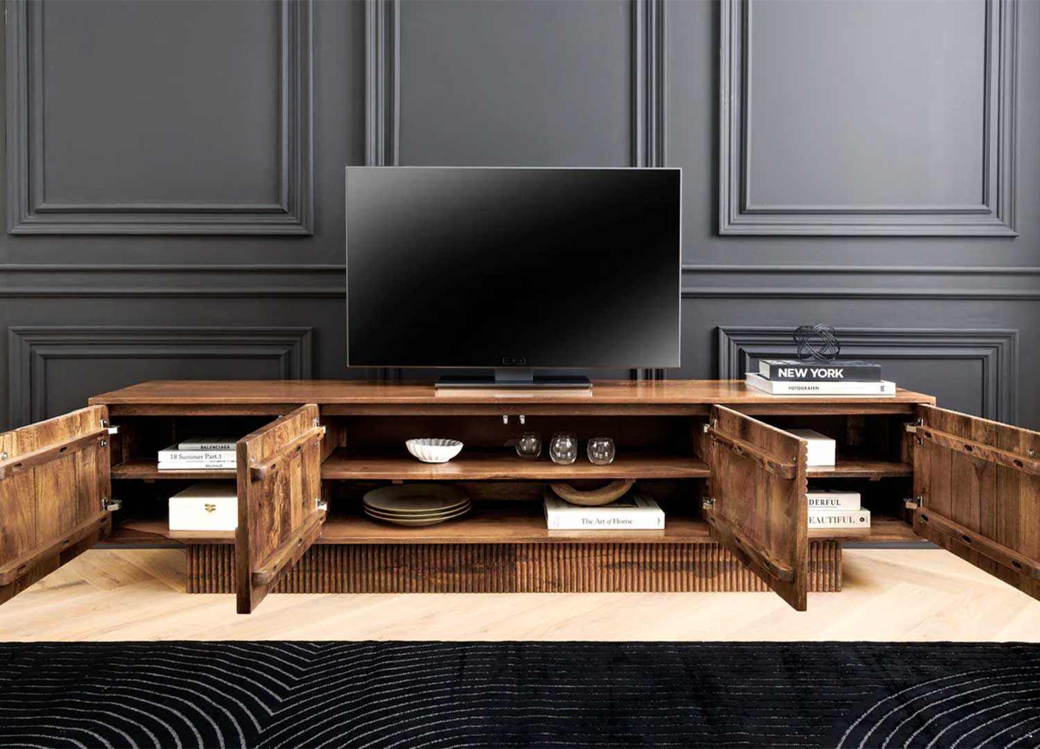 Meuble TV en manguier marron 200 cm Davis